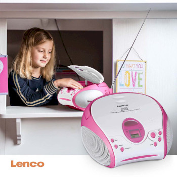 SCD-24PK KIDS Boombox met cd-speler fm-radio en stickers roze Product foto